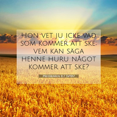 Picture 07 - Predikaren 8:7 SV1917 - Hon vet ju icke vad som kommer att ske; vem kan - Bible Verse Picture