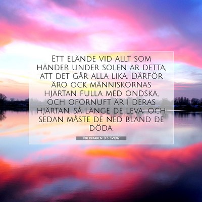 Picture 07 - Predikaren 9:3 SV1917 - Ett elände vid allt som händer under solen är - Bible Verse Picture