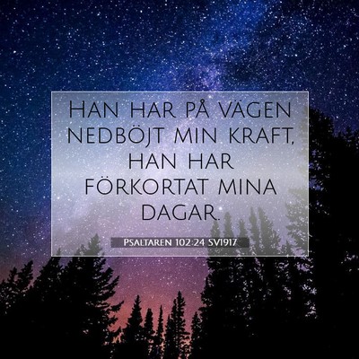Picture 07 - Psaltaren 102:24 SV1917 - Han har på vägen nedböjt min kraft, han har - Bible Verse Picture