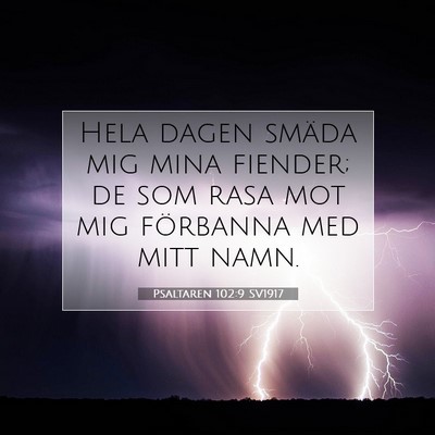 Picture 07 - Psaltaren 102:9 SV1917 - Hela dagen smäda mig mina fiender; de som rasa - Bible Verse Picture