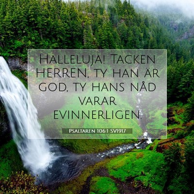 Picture 07 - Psaltaren 106:1 SV1917 - Halleluja! Tacken HERREN, ty han är god, ty hans - Bible Verse Picture