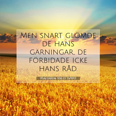 Picture 07 - Psaltaren 106:13 SV1917 - Men snart glömde de hans gärningar, de - Bible Verse Picture