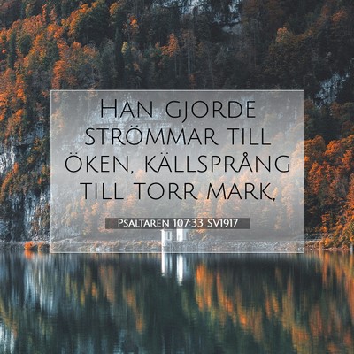 Picture 07 - Psaltaren 107:33 SV1917 - Han gjorde strömmar till öken, källsprång - Bible Verse Picture