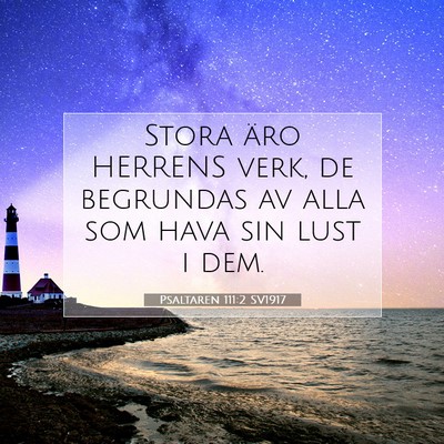 Picture 07 - Psaltaren 111:2 SV1917 - Stora äro HERRENS verk, de begrundas av alla som - Bible Verse Picture