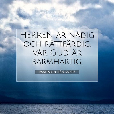 Picture 07 - Psaltaren 116:5 SV1917 - HERREN är nådig och rättfärdig, vår Gud är - Bible Verse Picture