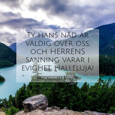 Picture 07 - Psaltaren 117:2 SV1917 - Ty hans nåd är väldig över oss, och HERRENS - Bible Verse Picture