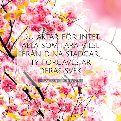 Picture 07 - Psaltaren 119:118 SV1917 - Du aktar för intet alla som fara vilse från - Bible Verse Picture