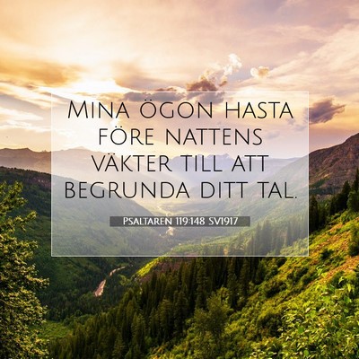 Picture 07 - Psaltaren 119:148 SV1917 - Mina ögon hasta före nattens väkter till att - Bible Verse Picture
