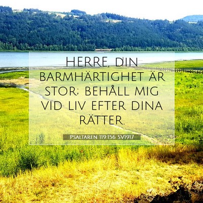 Picture 07 - Psaltaren 119:156 SV1917 - HERRE, din barmhärtighet är stor; behåll mig - Bible Verse Picture