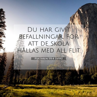 Picture 07 - Psaltaren 119:4 SV1917 - Du har givit befallningar, för att de skola - Bible Verse Picture