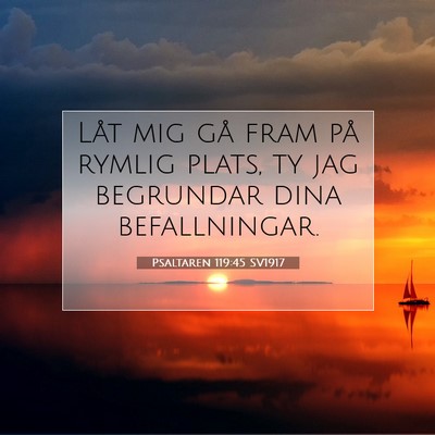 Picture 07 - Psaltaren 119:45 SV1917 - Låt mig gå fram på rymlig plats, ty jag - Bible Verse Picture