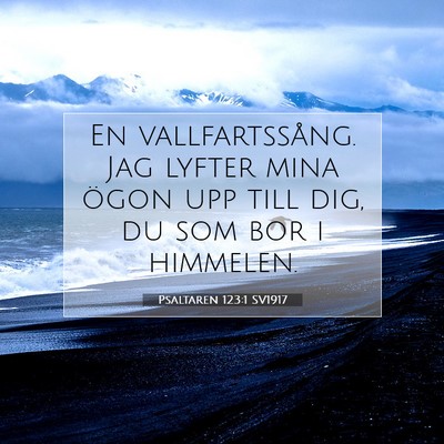 Picture 07 - Psaltaren 123:1 SV1917 - En vallfartssång. Jag lyfter mina ögon upp till - Bible Verse Picture