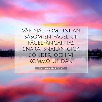 Picture 07 - Psaltaren 124:7 SV1917 - Vår själ kom undan såsom en fågel ur - Bible Verse Picture