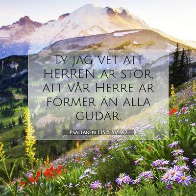 Picture 07 - Psaltaren 135:5 SV1917 - Ty jag vet att HERREN är stor, att vår Herre - Bible Verse Picture