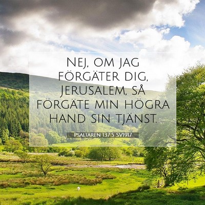 Picture 07 - Psaltaren 137:5 SV1917 - Nej, om jag förgäter dig, Jerusalem, så - Bible Verse Picture