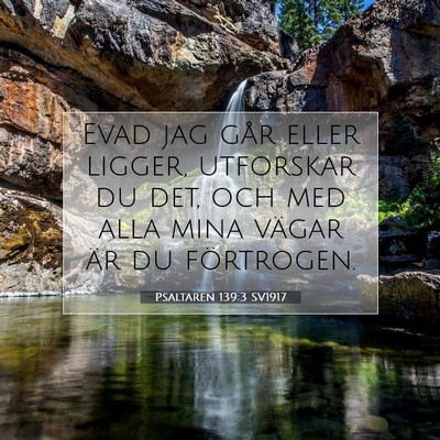 Picture 07 - Psaltaren 139:3 SV1917 - Evad jag går eller ligger, utforskar du det, och - Bible Verse Picture