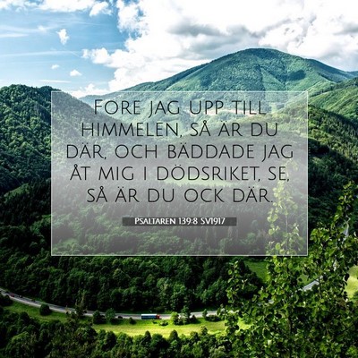 Picture 07 - Psaltaren 139:8 SV1917 - Fore jag upp till himmelen, så är du där, och - Bible Verse Picture