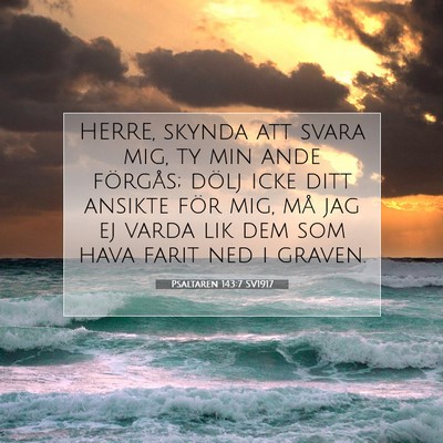 Picture 07 - Psaltaren 143:7 SV1917 - HERRE, skynda att svara mig, ty min ande - Bible Verse Picture