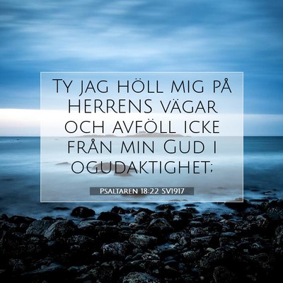 Picture 07 - Psaltaren 18:22 SV1917 - Ty jag höll mig på HERRENS vägar och avföll - Bible Verse Picture