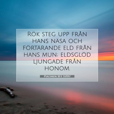 Picture 07 - Psaltaren 18:9 SV1917 - Rök steg upp från hans näsa och förtärande - Bible Verse Picture