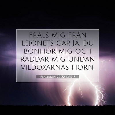 Picture 07 - Psaltaren 22:22 SV1917 - Fräls mig från lejonets gap. Ja, du bönhör - Bible Verse Picture