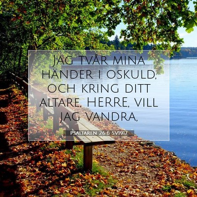 Picture 07 - Psaltaren 26:6 SV1917 - Jag tvår mina händer i oskuld, och kring ditt - Bible Verse Picture