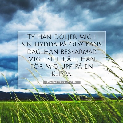 Picture 07 - Psaltaren 27:5 SV1917 - Ty han döljer mig i sin hydda på olyckans dag, - Bible Verse Picture