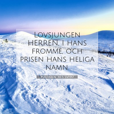 Picture 07 - Psaltaren 30:5 SV1917 - Lovsjungen HERREN, I hans fromme, och prisen hans - Bible Verse Picture