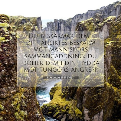 Picture 07 - Psaltaren 31:21 SV1917 - Du beskärmar dem i ditt ansiktes beskärm mot - Bible Verse Picture