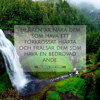 Picture 07 - Psaltaren 34:19 SV1917 - HERREN är nära dem som hava ett förkrossat - Bible Verse Picture