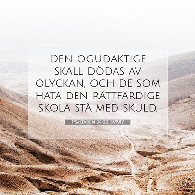 Picture 07 - Psaltaren 34:22 SV1917 - Den ogudaktige skall dödas av olyckan, och de - Bible Verse Picture