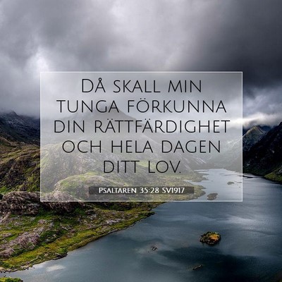 Picture 07 - Psaltaren 35:28 SV1917 - Då skall min tunga förkunna din rättfärdighet - Bible Verse Picture