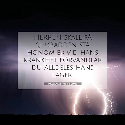 Picture 07 - Psaltaren 41:4 SV1917 - HERREN skall på sjukbädden stå honom bi; vid - Bible Verse Picture