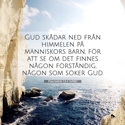 Picture 07 - Psaltaren 53:3 SV1917 - Gud skådar ned från himmelen på människors - Bible Verse Picture