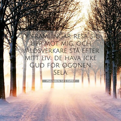 Picture 07 - Psaltaren 54:5 SV1917 - Ty främlingar resa sig upp mot mig, och - Bible Verse Picture