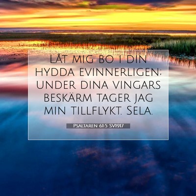 Picture 07 - Psaltaren 61:5 SV1917 - Låt mig bo i din hydda evinnerligen; under dina - Bible Verse Picture