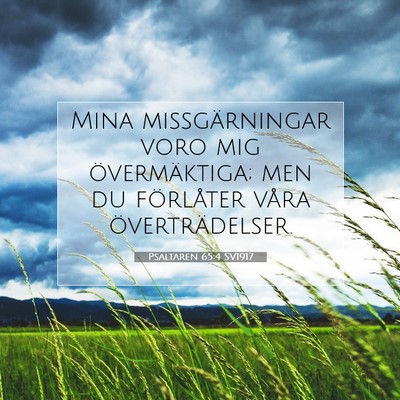 Picture 07 - Psaltaren 65:4 SV1917 - Mina missgärningar voro mig övermäktiga; men - Bible Verse Picture
