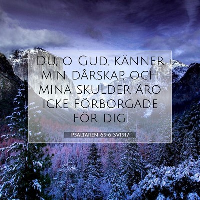Picture 07 - Psaltaren 69:6 SV1917 - Du, o Gud, känner min dårskap, och mina skulder - Bible Verse Picture
