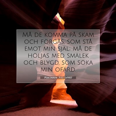 Picture 07 - Psaltaren 71:13 SV1917 - Må de komma på skam och förgås, som stå emot - Bible Verse Picture