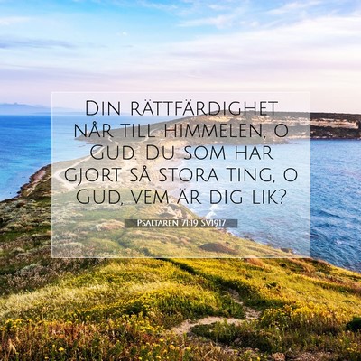 Picture 07 - Psaltaren 71:19 SV1917 - Din rättfärdighet når till himmelen, o Gud. Du - Bible Verse Picture