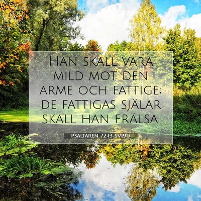 Picture 07 - Psaltaren 72:13 SV1917 - Han skall vara mild mot den arme och fattige; de - Bible Verse Picture