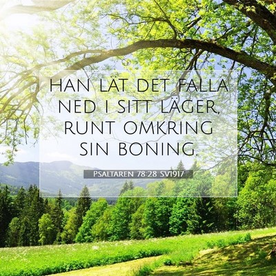 Picture 07 - Psaltaren 78:28 SV1917 - han lät det falla ned i sitt läger, runt - Bible Verse Picture