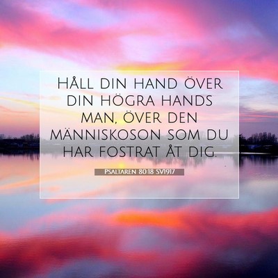 Picture 07 - Psaltaren 80:18 SV1917 - Håll din hand över din högra hands man, över - Bible Verse Picture