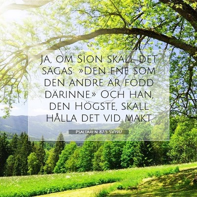 Picture 07 - Psaltaren 87:5 SV1917 - Ja, om Sion skall det sägas: »Den ene som den - Bible Verse Picture