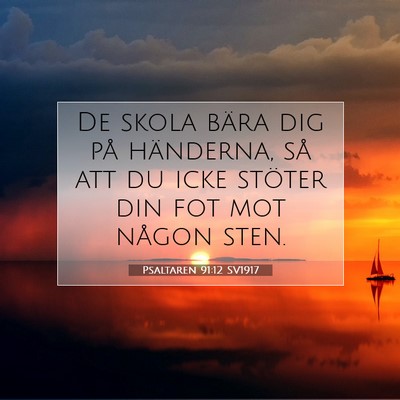 Picture 07 - Psaltaren 91:12 SV1917 - De skola bära dig på händerna, så att du icke - Bible Verse Picture