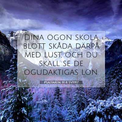 Picture 07 - Psaltaren 91:8 SV1917 - Dina ögon skola blott skåda därpå med lust, - Bible Verse Picture