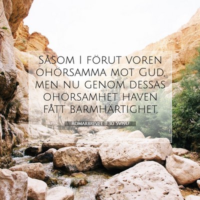 Picture 07 - Romarbrevet 11:30 SV1917 - Såsom I förut voren ohörsamma mot Gud, men nu - Bible Verse Picture