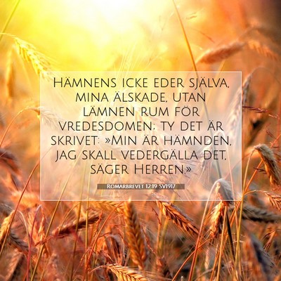Picture 07 - Romarbrevet 12:19 SV1917 - Hämnens icke eder själva, mina älskade, utan - Bible Verse Picture