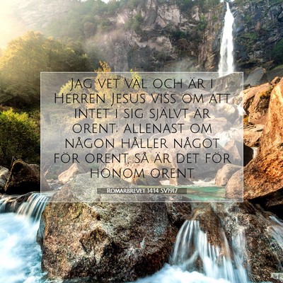 Picture 07 - Romarbrevet 14:14 SV1917 - Jag vet väl och är i Herren Jesus viss om att - Bible Verse Picture