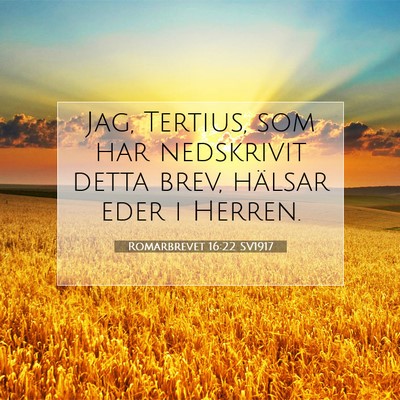 Picture 07 - Romarbrevet 16:22 SV1917 - Jag, Tertius, som har nedskrivit detta brev, - Bible Verse Picture